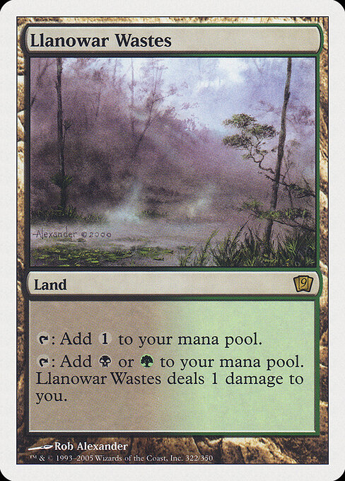 Llanowar Wastes — Ninth Edition #322, art by Rob Alexander