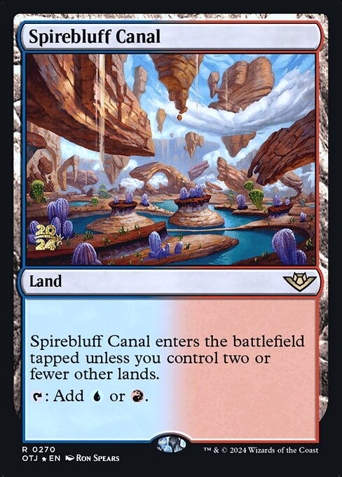 Spirebluff Canal — Outlaws of Thunder Junction Promos #270s, art by Ron Spears
