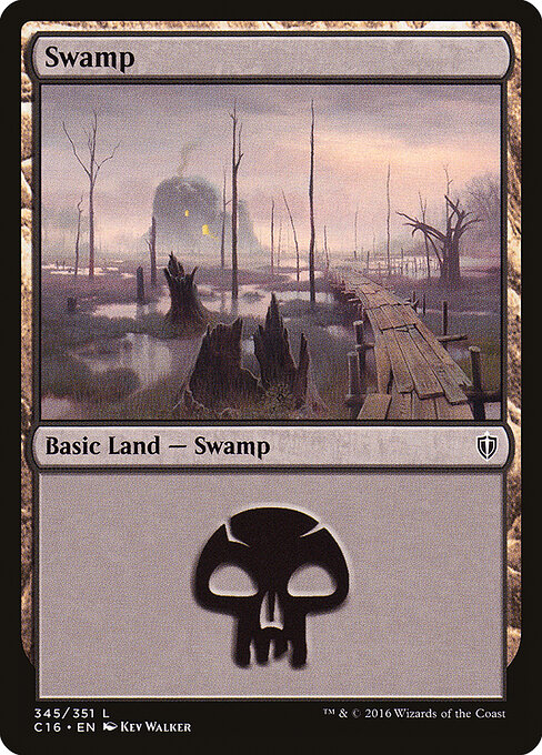 Swamp — Commander 2016 #345, art by Kev Walker