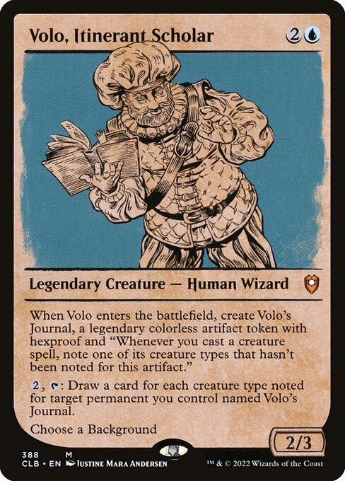 Volo, Itinerant Scholar — Commander Legends: Battle for Baldur's Gate #388, art by Justine Mara Andersen