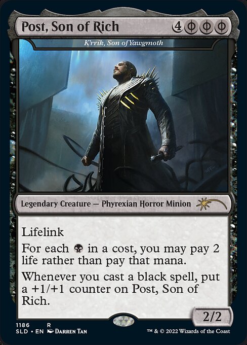 K'rrik, Son of Yawgmoth — Post, Son of Rich — Secret Lair Drop #1186, art by Darren Tan