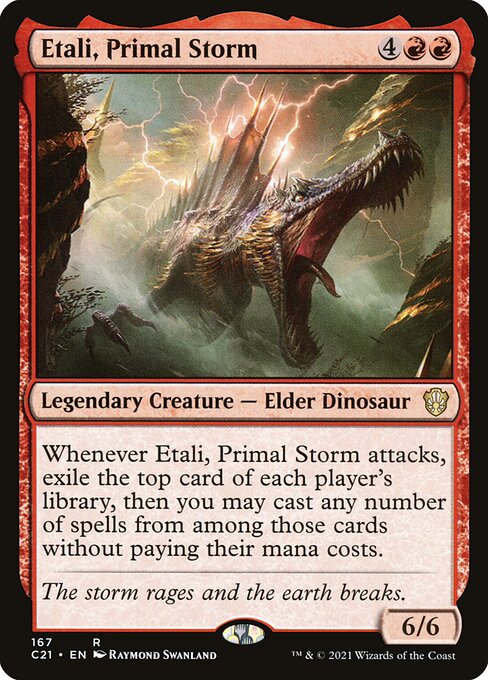 Etali, Primal Storm — Commander 2021 #167, art by Raymond Swanland