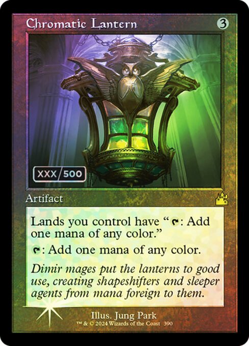 Chromatic Lantern — Ravnica Remastered #390z, art by Jung Park