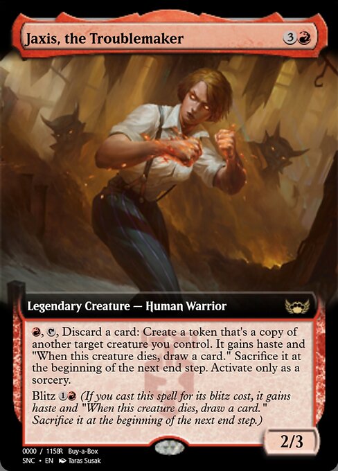 Jaxis, the Troublemaker — Magic Online Promos #99969, art by Taras Susak