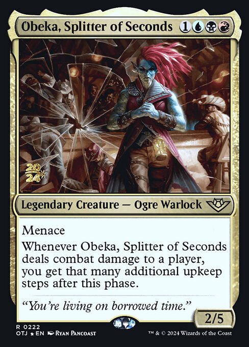 Obeka, Splitter of Seconds — Outlaws of Thunder Junction Promos #222s, art by Ryan Pancoast