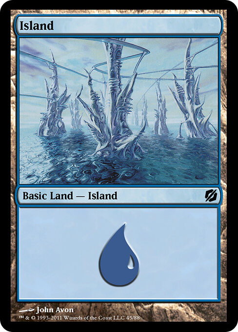 Island — Duel Decks: Mirrodin Pure vs. New Phyrexia #45, art by John Avon