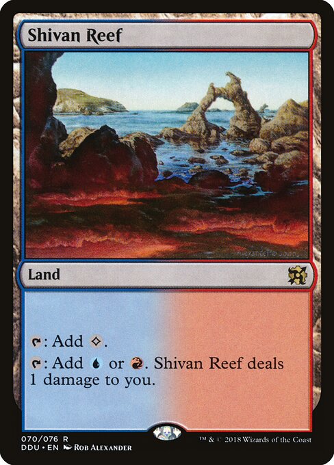 Shivan Reef — Duel Decks: Elves vs. Inventors #70, art by Rob Alexander
