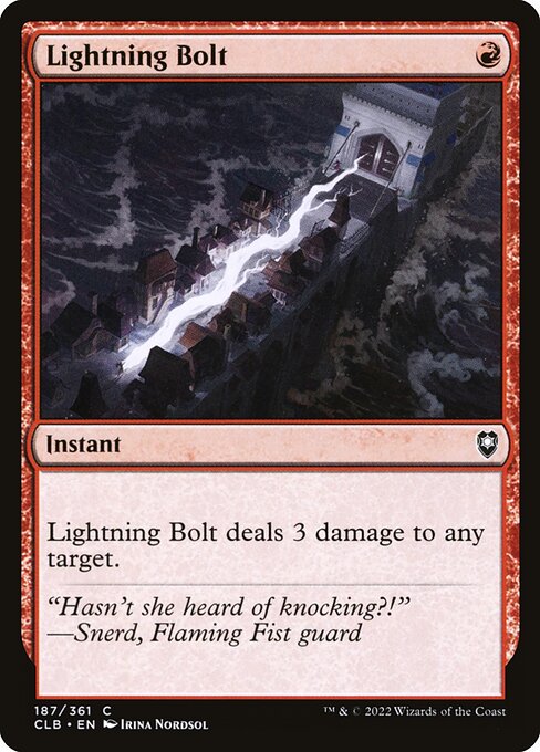 Lightning Bolt — Commander Legends: Battle for Baldur's Gate #187, art by Irina Nordsol