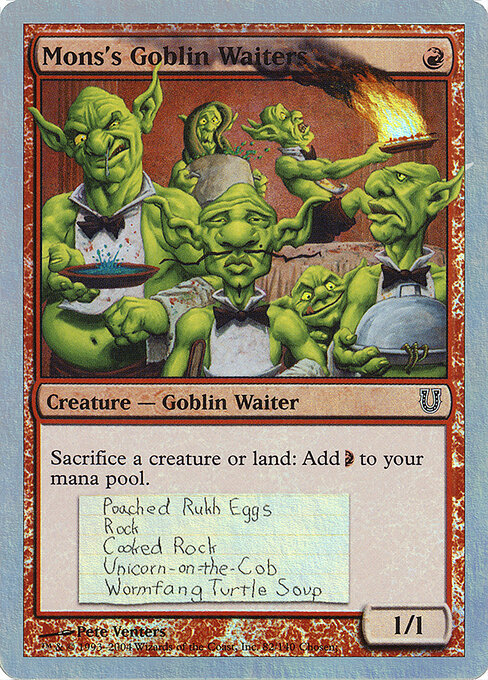 Mons's Goblin Waiters — Unhinged #82★, art by Pete Venters