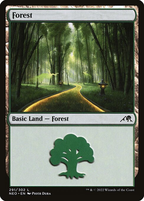 Forest — Kamigawa: Neon Dynasty #291, art by Piotr Dura