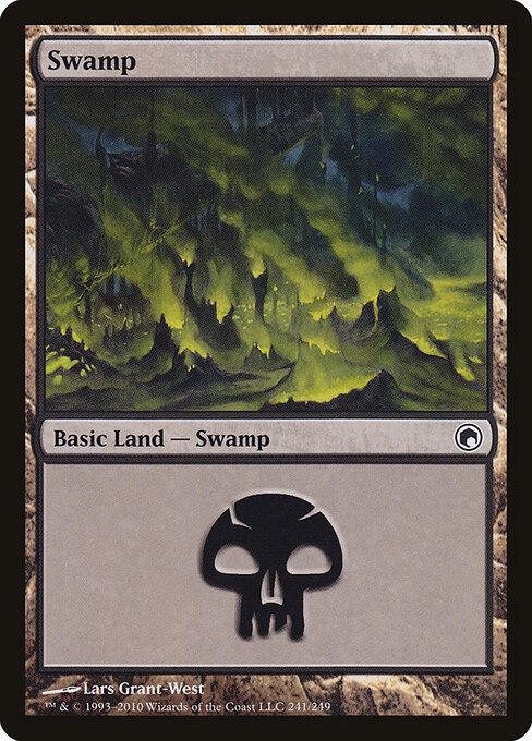 Swamp — Scars of Mirrodin #241, art by Lars Grant-West
