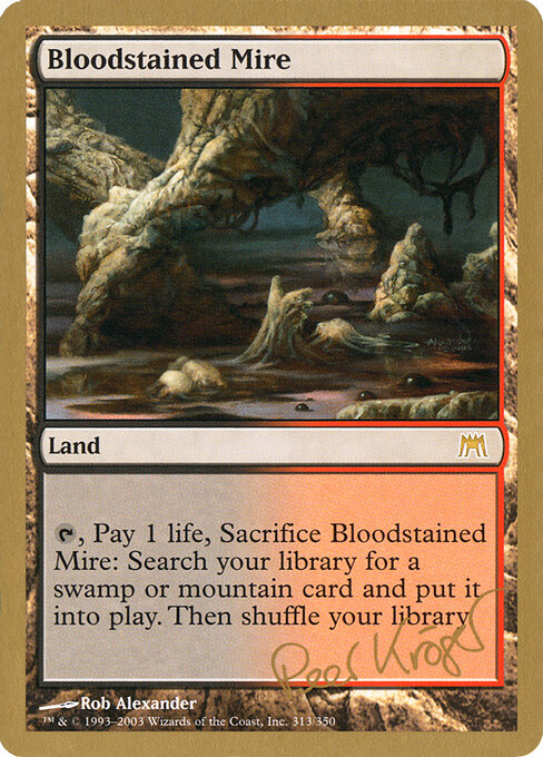 Bloodstained Mire — World Championship Decks 2003 #pk313, art by Rob Alexander