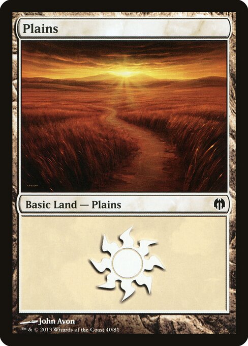 Plains — Duel Decks: Heroes vs. Monsters #40, art by John Avon