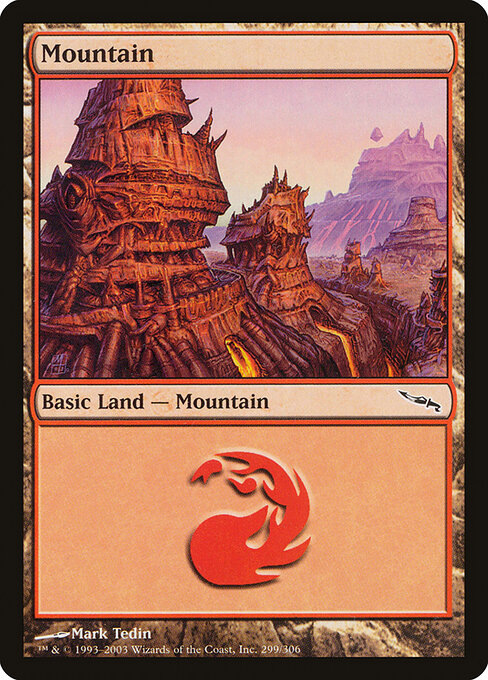 Mountain — Mirrodin #299, art by Mark Tedin