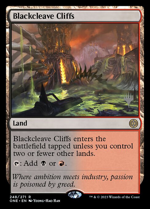 Blackcleave Cliffs — Phyrexia: All Will Be One Promos #248p, art by Yeong-Hao Han