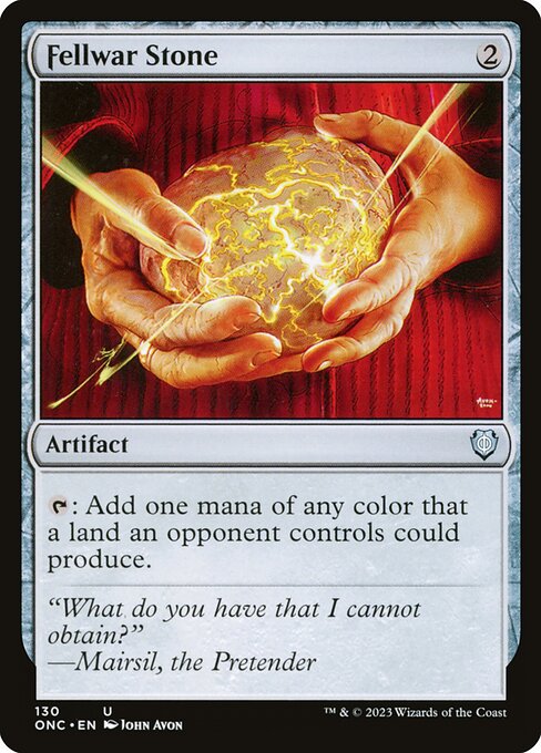 Fellwar Stone — Phyrexia: All Will Be One Commander #130, art by John Avon