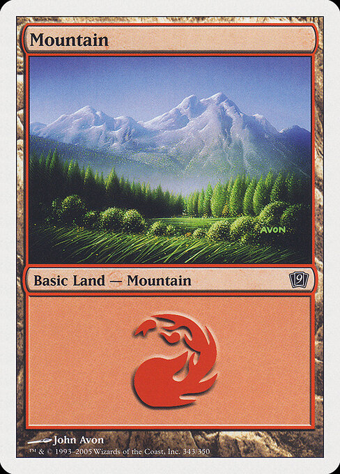 Mountain — Ninth Edition #343, art by John Avon