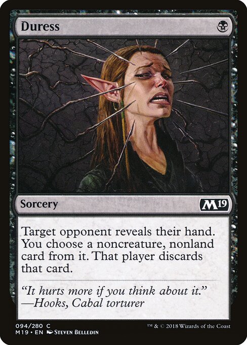 Duress — Core Set 2019 #94, art by Steven Belledin