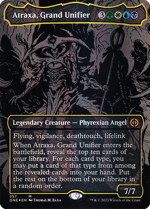 Atraxa, Grand Unifier — Phyrexia: All Will Be One #357, art by Thomas M. Baxa