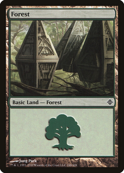 Forest — Rise of the Eldrazi #248, art by Jung Park
