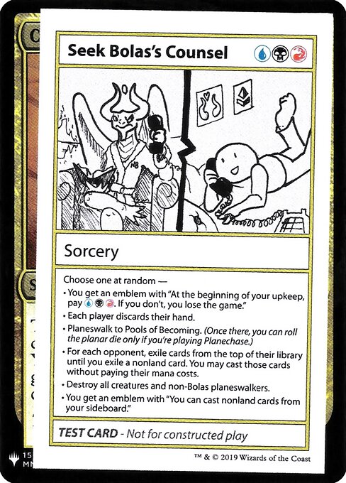 Seek Bolas's Counsel — Mystery Booster Playtest Cards 2019 #98, art by Matt Warren
