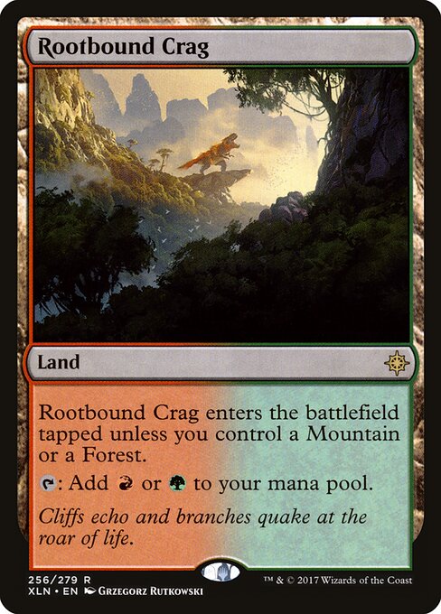 Rootbound Crag — Ixalan #256, art by Grzegorz Rutkowski