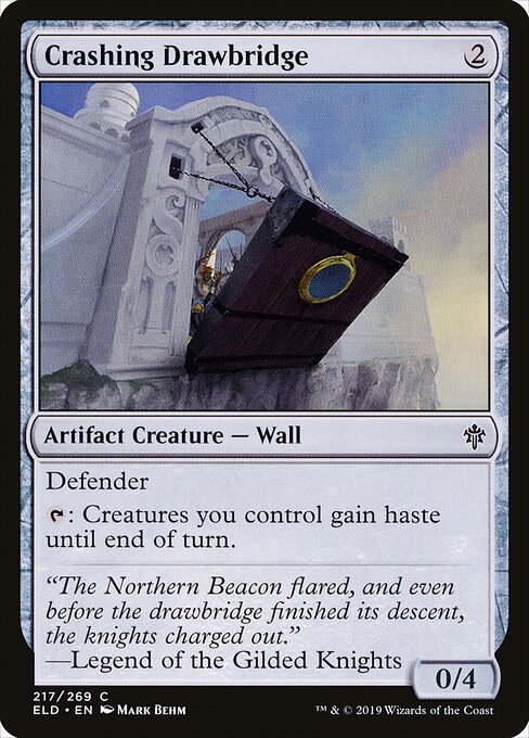 Crashing Drawbridge — Throne of Eldraine #217, art by Mark Behm