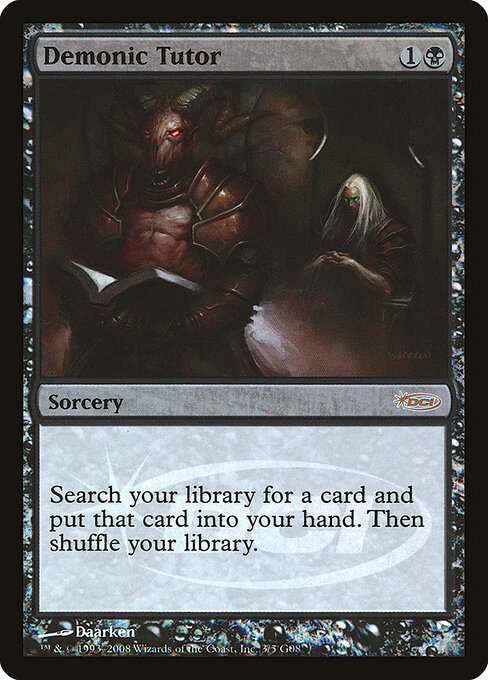 Demonic Tutor — Judge Gift Cards 2008 #3, art by Daarken