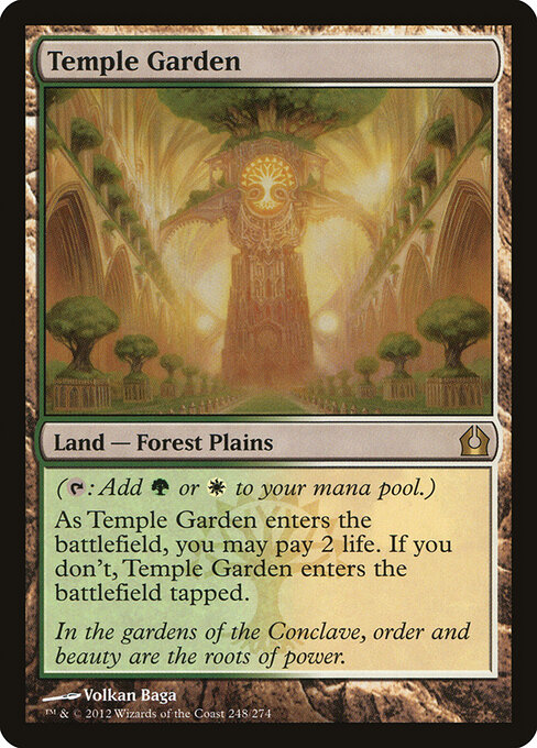 Temple Garden — Return to Ravnica #248, art by Volkan Baǵa