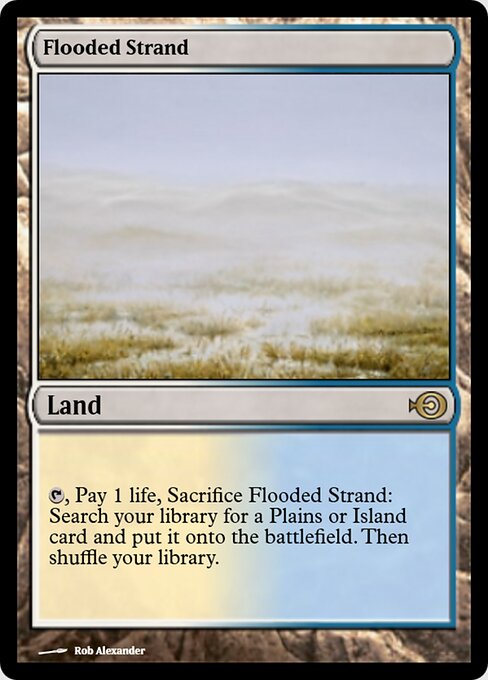 Flooded Strand — Magic Online Promos #43580, art by Rob Alexander
