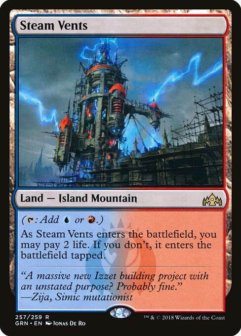 Steam Vents — Guilds of Ravnica #257, art by Jonas De Ro