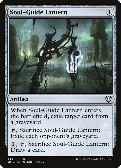 Soul-Guide Lantern — Phyrexia: All Will Be One Commander #142, art by Cliff Childs