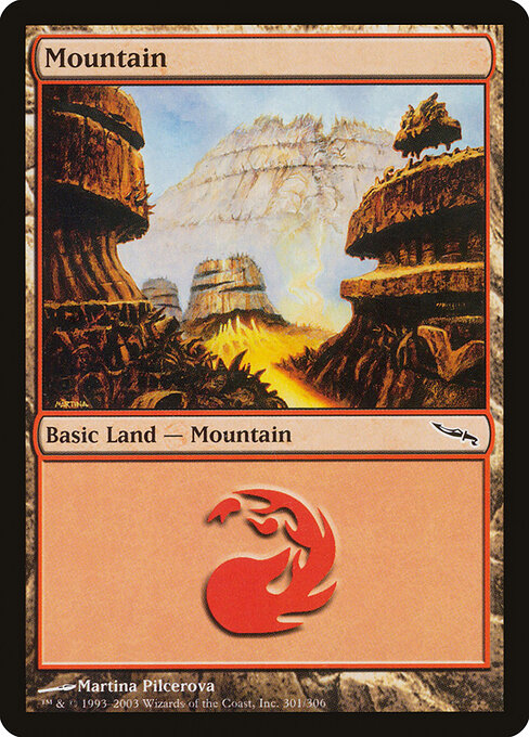 Mountain — Mirrodin #301, art by Martina Pilcerova
