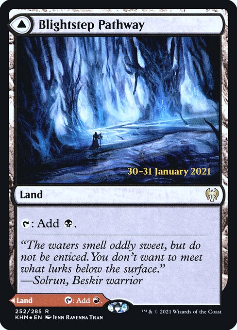 Blightstep Pathway // Searstep Pathway — Kaldheim Promos #252s, art by Ravenna Tran