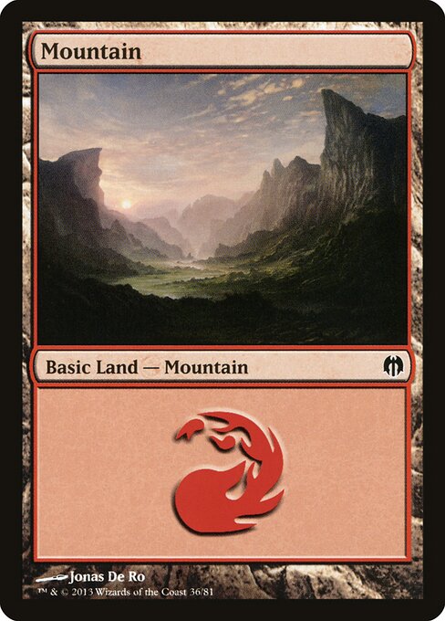 Mountain — Duel Decks: Heroes vs. Monsters #36, art by Jonas De Ro