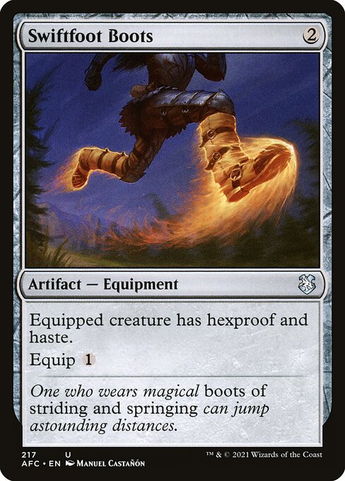 Swiftfoot Boots — Forgotten Realms Commander #217, art by Manuel Castañón