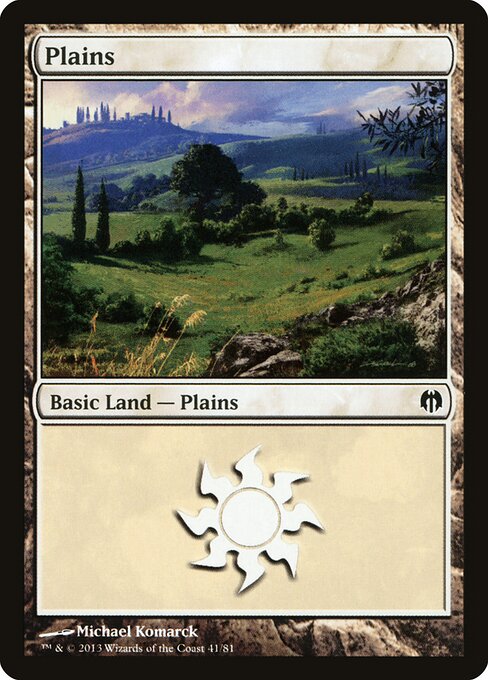 Plains — Duel Decks: Heroes vs. Monsters #41, art by Michael Komarck