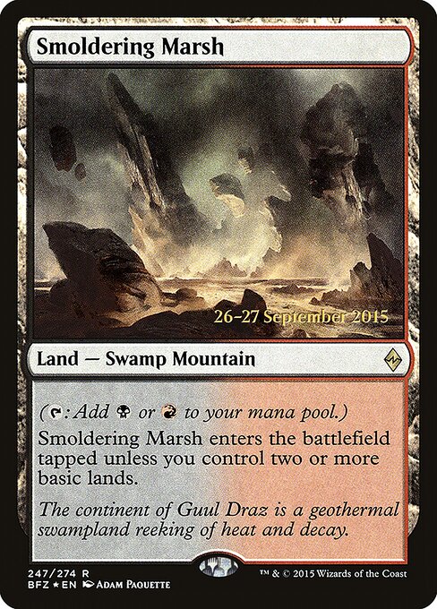 Smoldering Marsh — Battle for Zendikar Promos #247s, art by Adam Paquette