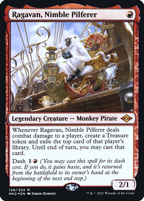 Ragavan, Nimble Pilferer — Modern Horizons 2 Promos #138s, art by Simon Dominic