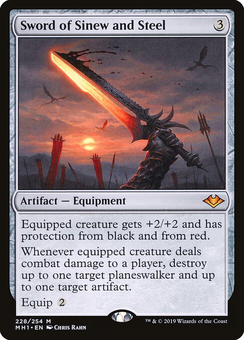 Sword of Sinew and Steel — Modern Horizons #228, art by Chris Rahn