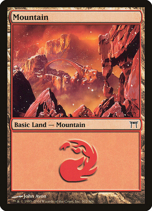Mountain — Champions of Kamigawa #302, art by John Avon