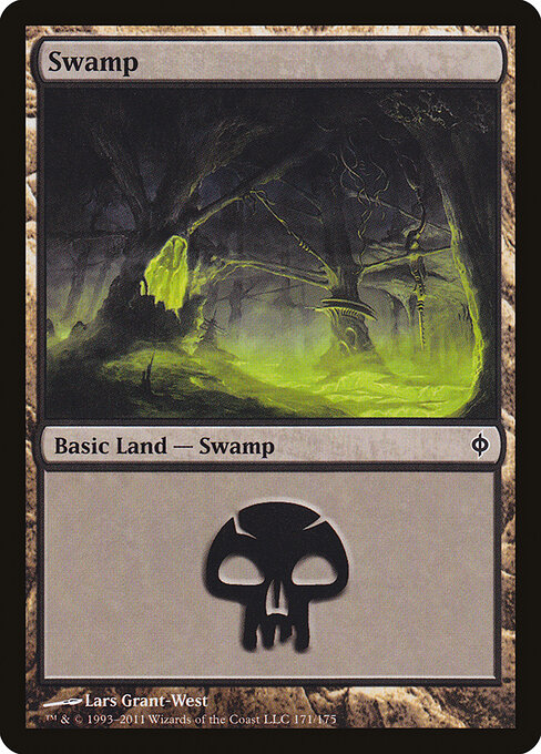 Swamp — New Phyrexia #171, art by Lars Grant-West