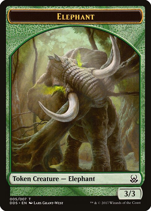 Elephant — Duel Decks: Mind vs. Might Tokens #5, art by Lars Grant-West