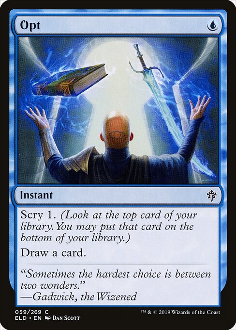 Opt — Throne of Eldraine #59, art by Dan Murayama Scott