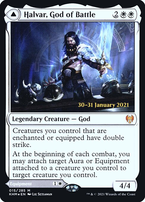 Halvar, God of Battle // Sword of the Realms — Kaldheim Promos #15s, art by Lie Setiawan