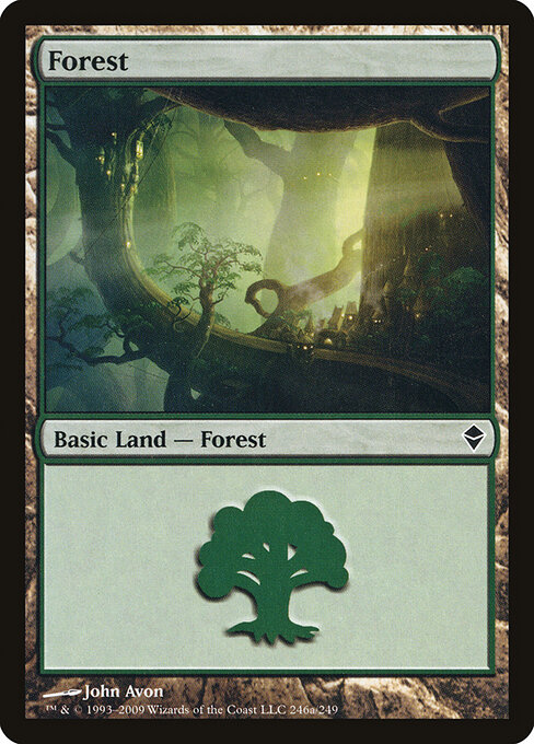 Forest — Zendikar #246a, art by John Avon