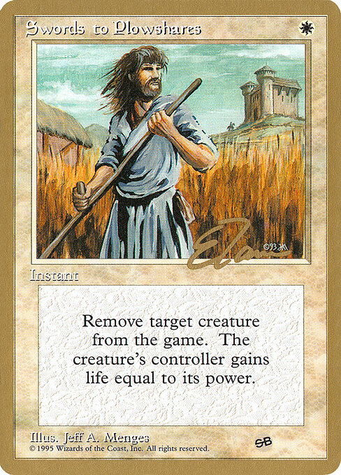 Swords to Plowshares — Pro Tour Collector Set #et52sb, art by Jeff A. Menges