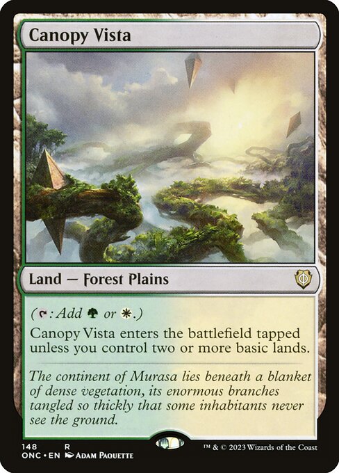 Canopy Vista — Phyrexia: All Will Be One Commander #148, art by Adam Paquette