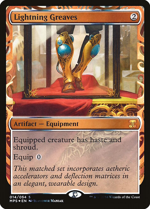 Lightning Greaves — Kaladesh Inventions #14, art by Slawomir Maniak