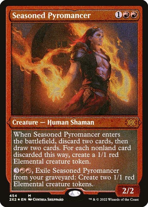 Seasoned Pyromancer — Double Masters 2022 #454, art by Cynthia Sheppard